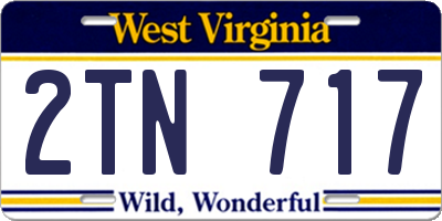 WV license plate 2TN717