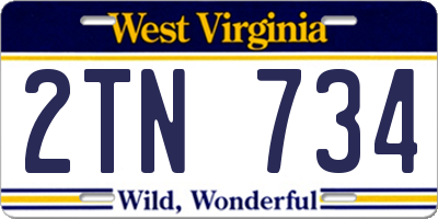 WV license plate 2TN734