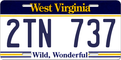 WV license plate 2TN737