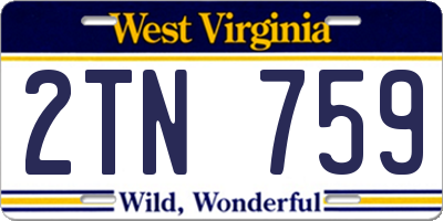 WV license plate 2TN759