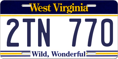 WV license plate 2TN770