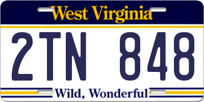 WV license plate 2TN848