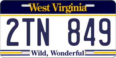 WV license plate 2TN849