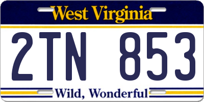WV license plate 2TN853