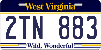WV license plate 2TN883