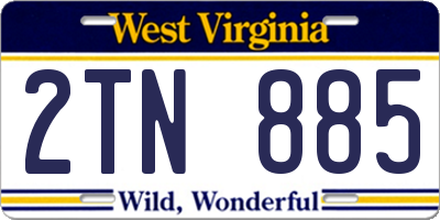 WV license plate 2TN885