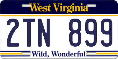 WV license plate 2TN899