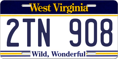 WV license plate 2TN908