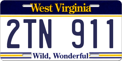 WV license plate 2TN911