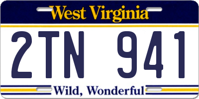 WV license plate 2TN941