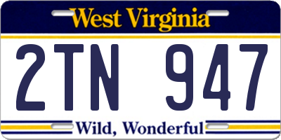 WV license plate 2TN947