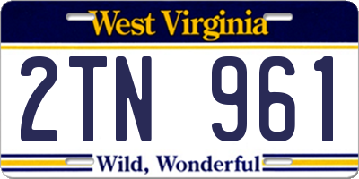 WV license plate 2TN961