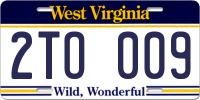 WV license plate 2TO009