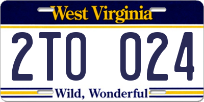 WV license plate 2TO024