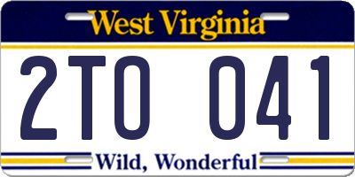 WV license plate 2TO041