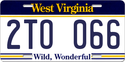 WV license plate 2TO066