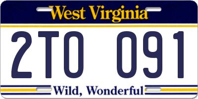 WV license plate 2TO091