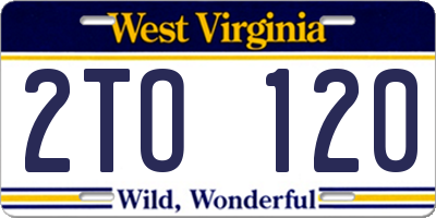 WV license plate 2TO120