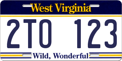 WV license plate 2TO123