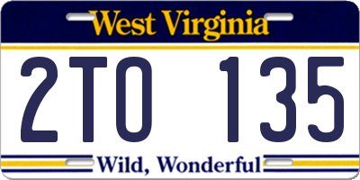 WV license plate 2TO135