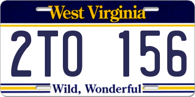 WV license plate 2TO156