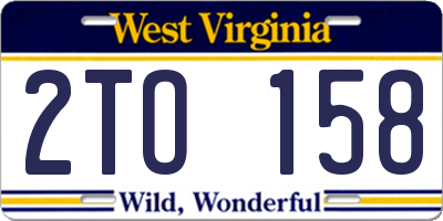 WV license plate 2TO158