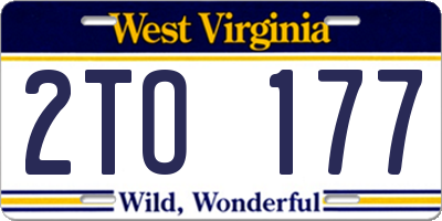 WV license plate 2TO177
