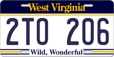 WV license plate 2TO206