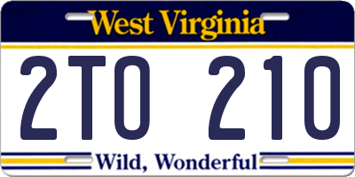 WV license plate 2TO210
