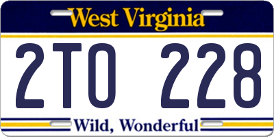 WV license plate 2TO228