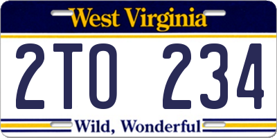 WV license plate 2TO234