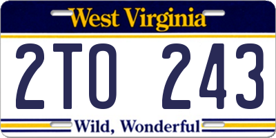 WV license plate 2TO243