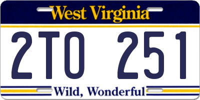 WV license plate 2TO251