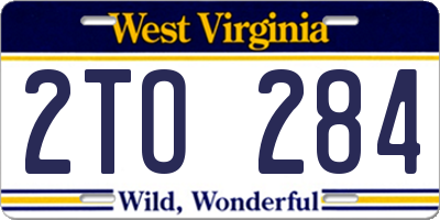 WV license plate 2TO284