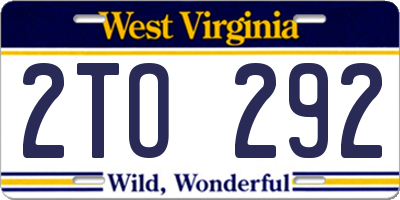 WV license plate 2TO292