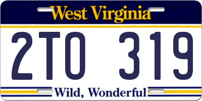 WV license plate 2TO319