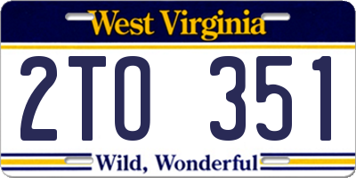 WV license plate 2TO351