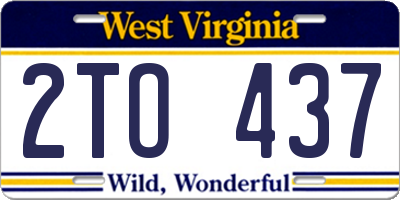 WV license plate 2TO437