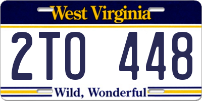 WV license plate 2TO448