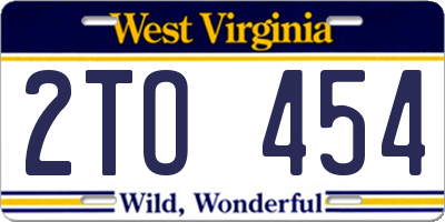 WV license plate 2TO454