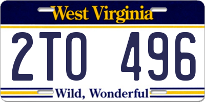 WV license plate 2TO496