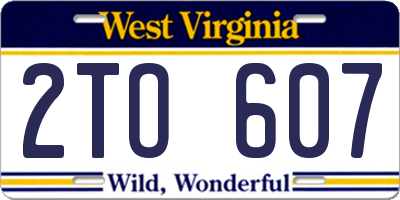 WV license plate 2TO607