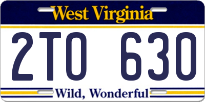 WV license plate 2TO630