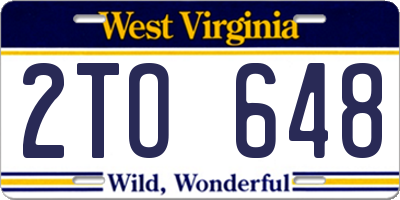 WV license plate 2TO648