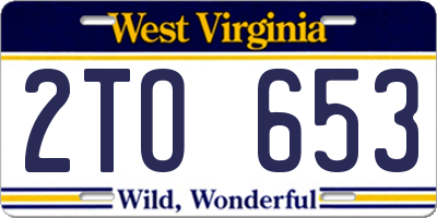 WV license plate 2TO653