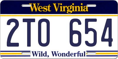 WV license plate 2TO654