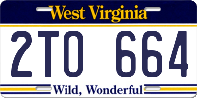 WV license plate 2TO664