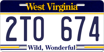WV license plate 2TO674