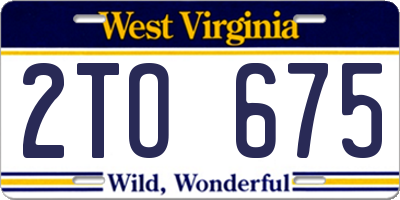 WV license plate 2TO675