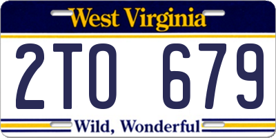 WV license plate 2TO679